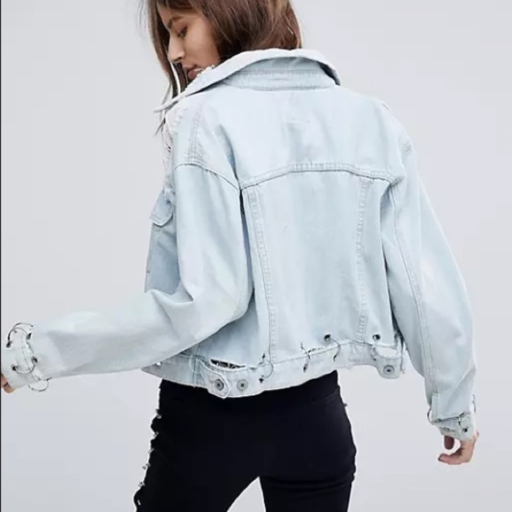 Denim jacket with hardware detail